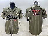 Men's San Francisco 49ers Olive Salute to Service Team Big Logo Cool Base Stitched Baseball Jersey,baseball caps,new era cap wholesale,wholesale hats